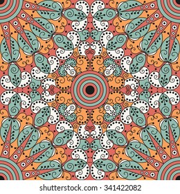 Colorful ethnic patterned background. Arabesque vector ornament