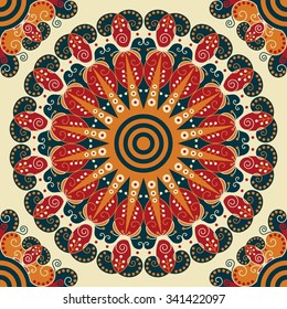 Colorful ethnic patterned background. Arabesque vector ornament