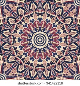 Colorful ethnic patterned background. Arabesque vector ornament