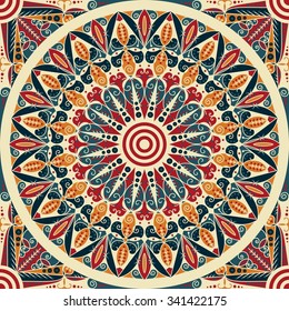 Colorful ethnic patterned background. Arabesque vector ornament