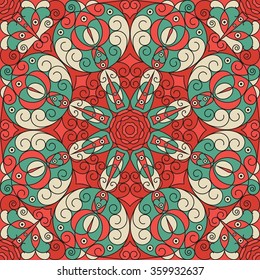 Colorful ethnic patterned background. Arabesque vector ornament