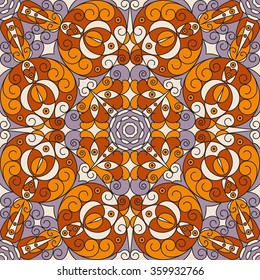 Colorful ethnic patterned background. Arabesque vector ornament