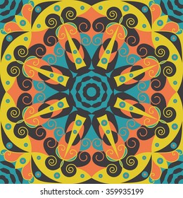 Colorful ethnic patterned background. Arabesque vector ornament