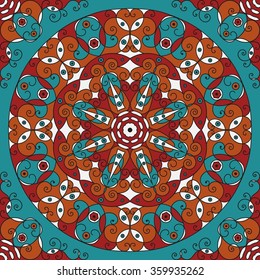 Colorful ethnic patterned background. Arabesque vector ornament