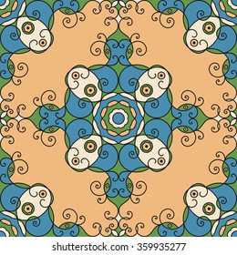 Colorful ethnic patterned background. Arabesque vector ornament