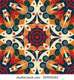 Colorful ethnic patterned background. Arabesque vector ornament