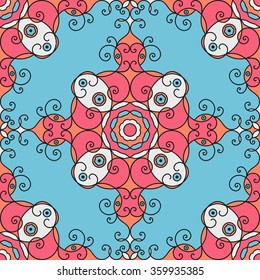Colorful ethnic patterned background. Arabesque vector ornament