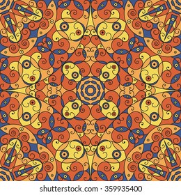 Colorful ethnic patterned background. Arabesque vector ornament