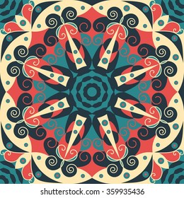Colorful ethnic patterned background. Arabesque vector ornament