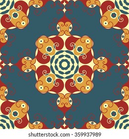 Colorful ethnic patterned background. Arabesque vector ornament