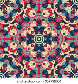 Colorful ethnic patterned background. Arabesque vector ornament