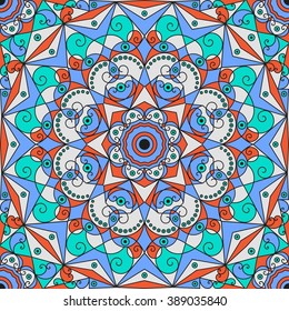 Colorful ethnic patterned background. Arabesque vector ornament
