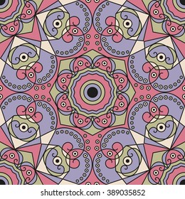 Colorful ethnic patterned background. Arabesque vector ornament