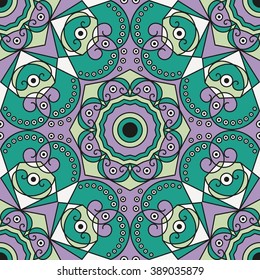 Colorful ethnic patterned background. Arabesque vector ornament