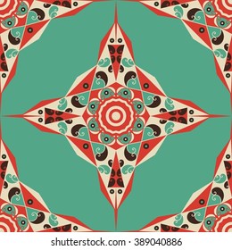 Colorful ethnic patterned background. Arabesque vector ornament