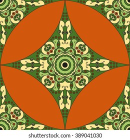 Colorful ethnic patterned background. Arabesque vector ornament