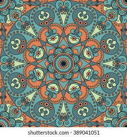 Colorful ethnic patterned background. Arabesque vector ornament