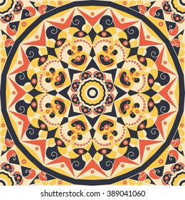 Colorful ethnic patterned background. Arabesque vector ornament