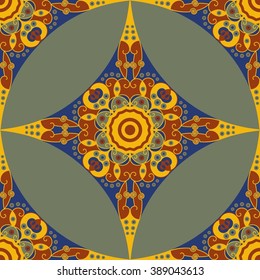 Colorful ethnic patterned background. Arabesque vector ornament