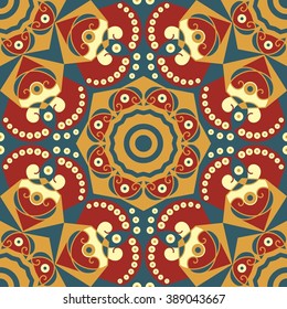 Colorful ethnic patterned background. Arabesque vector ornament