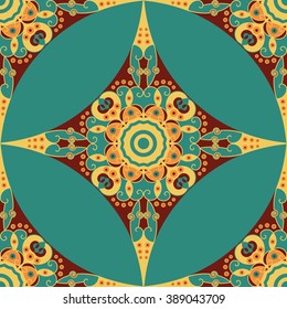 Colorful ethnic patterned background. Arabesque vector ornament