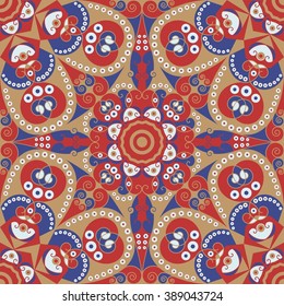 Colorful ethnic patterned background. Arabesque vector ornament