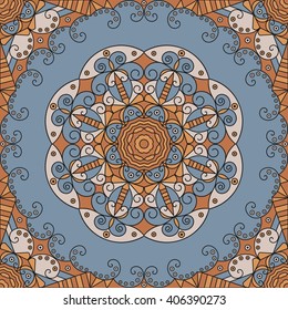 Colorful ethnic patterned background. Arabesque vector ornament