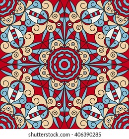 Colorful ethnic patterned background. Arabesque vector ornament
