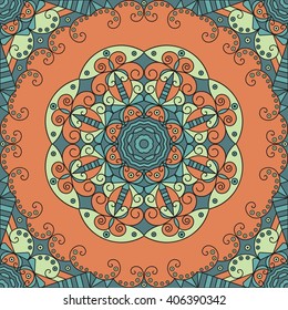 Colorful ethnic patterned background. Arabesque vector ornament