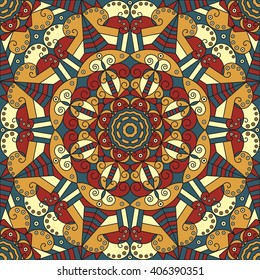 Colorful ethnic patterned background. Arabesque vector ornament