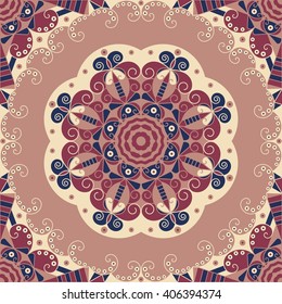 Colorful ethnic patterned background. Arabesque vector ornament