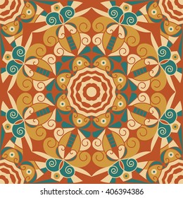 Colorful ethnic patterned background. Arabesque vector ornament