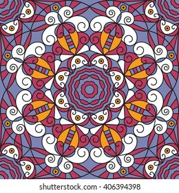 Colorful ethnic patterned background. Arabesque vector ornament
