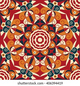 Colorful ethnic patterned background. Arabesque vector ornament
