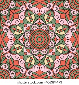 Colorful ethnic patterned background. Arabesque vector ornament