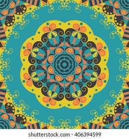 Colorful ethnic patterned background. Arabesque vector ornament