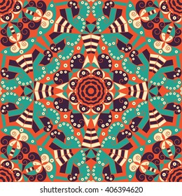 Colorful ethnic patterned background. Arabesque vector ornament