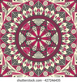 Colorful ethnic patterned background. Arabesque vector ornament