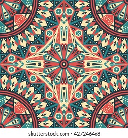 Colorful ethnic patterned background. Arabesque vector ornament