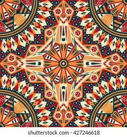 Colorful ethnic patterned background. Arabesque vector ornament