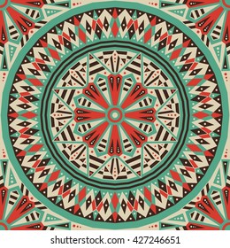 Colorful ethnic patterned background. Arabesque vector ornament
