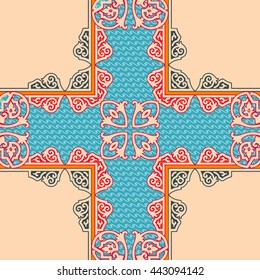 Colorful ethnic patterned background. Arabesque vector ornament
