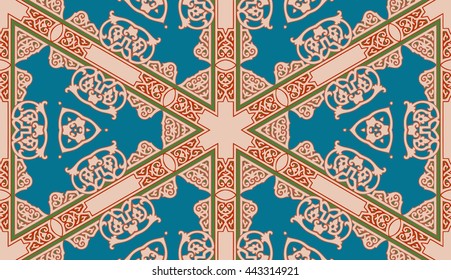 Colorful ethnic patterned background. Arabesque vector ornament