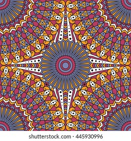 Colorful ethnic patterned background. Arabesque vector ornament