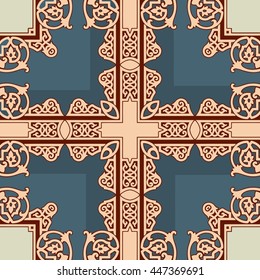 Colorful ethnic patterned background. Arabesque vector ornament