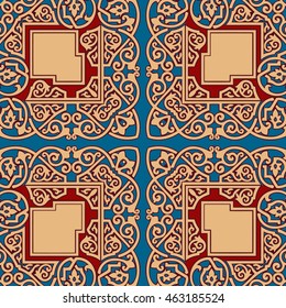 Colorful ethnic patterned background. Arabesque vector ornament