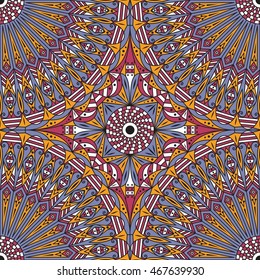 Colorful ethnic patterned background. Arabesque vector ornament