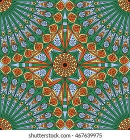 Colorful ethnic patterned background. Arabesque vector ornament