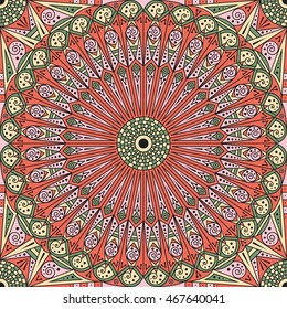 Colorful ethnic patterned background. Arabesque vector ornament