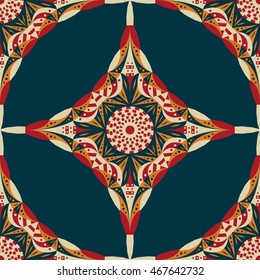 Colorful ethnic patterned background. Arabesque vector ornament